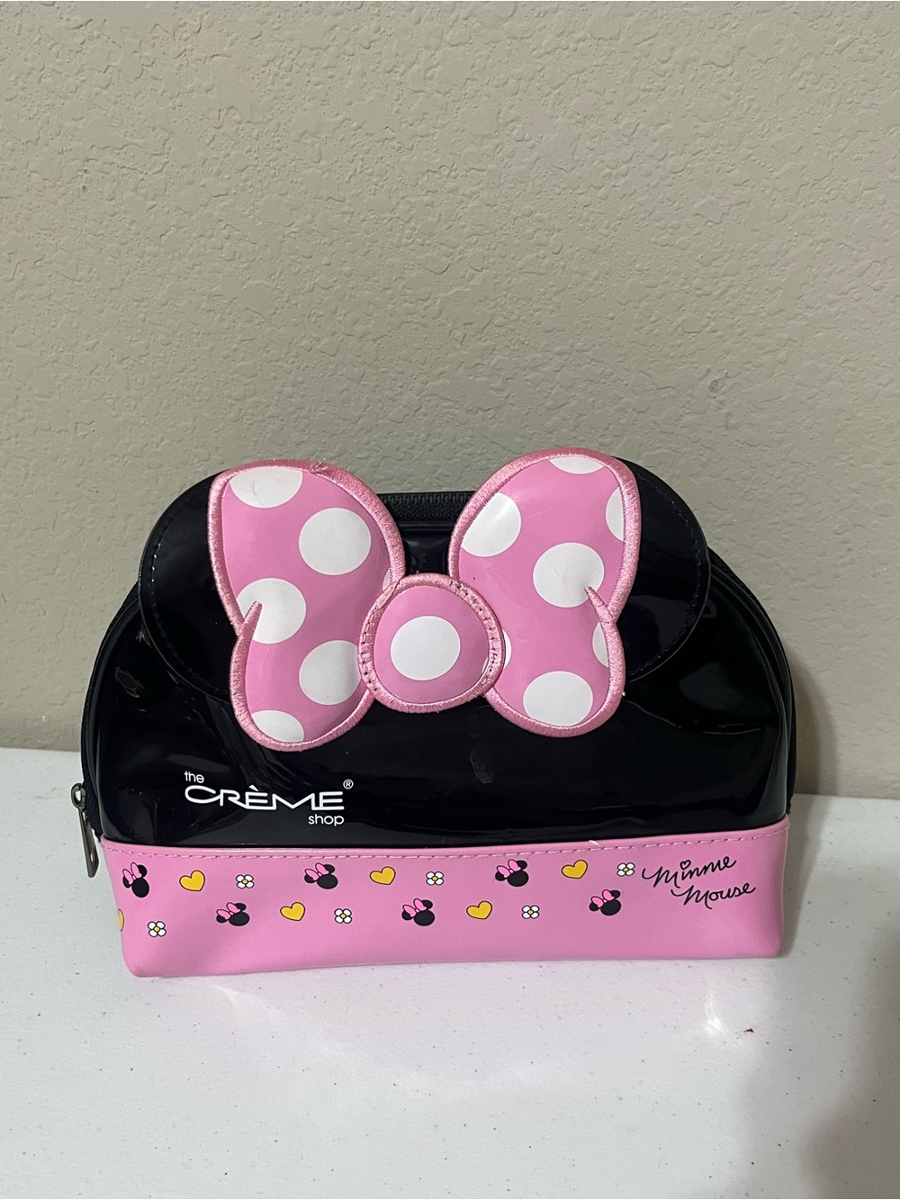 The Crème Shop x Disney Minnie Mouse Dome Travel Makeup Pouch 10x4" Pink Good